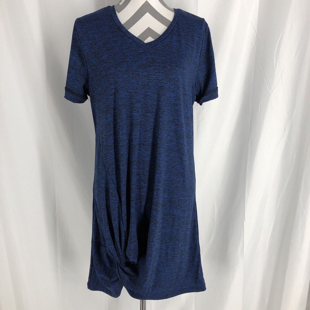 Lily Clothing T Shirt Dress W/ V Neck And Knot Hem In Blue Size Large